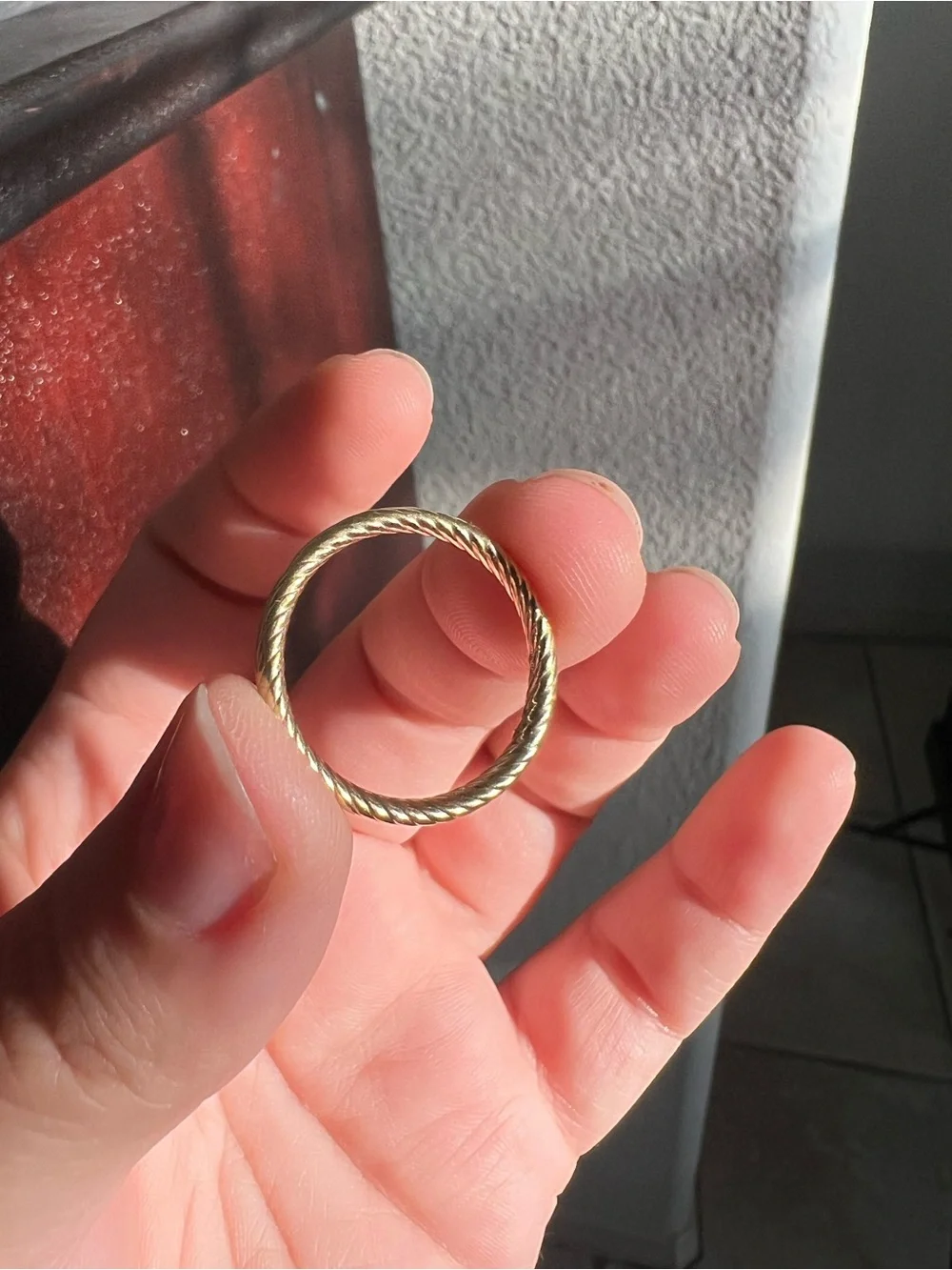 10k solid gold rope twist stacker ring